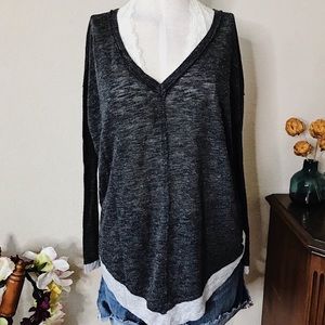 Splendid Melange V-Neck Top